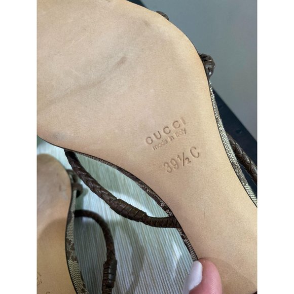NEW Gucci Kitten Heel Braided Leather Sandals 39.5 - Picture 5 of 9